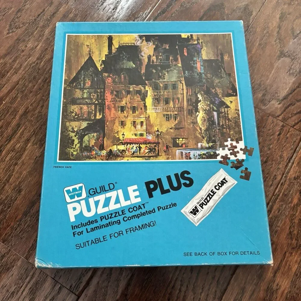 Vintage 1975 Whitman Guild French Cafe Jigsaw Puzzle Plus 600 Piece Unopened Box